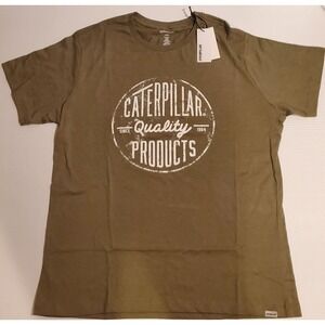 Mens Caterpillar Foundation Distressed Logo Large Quality T-Shirt Short Sleeved